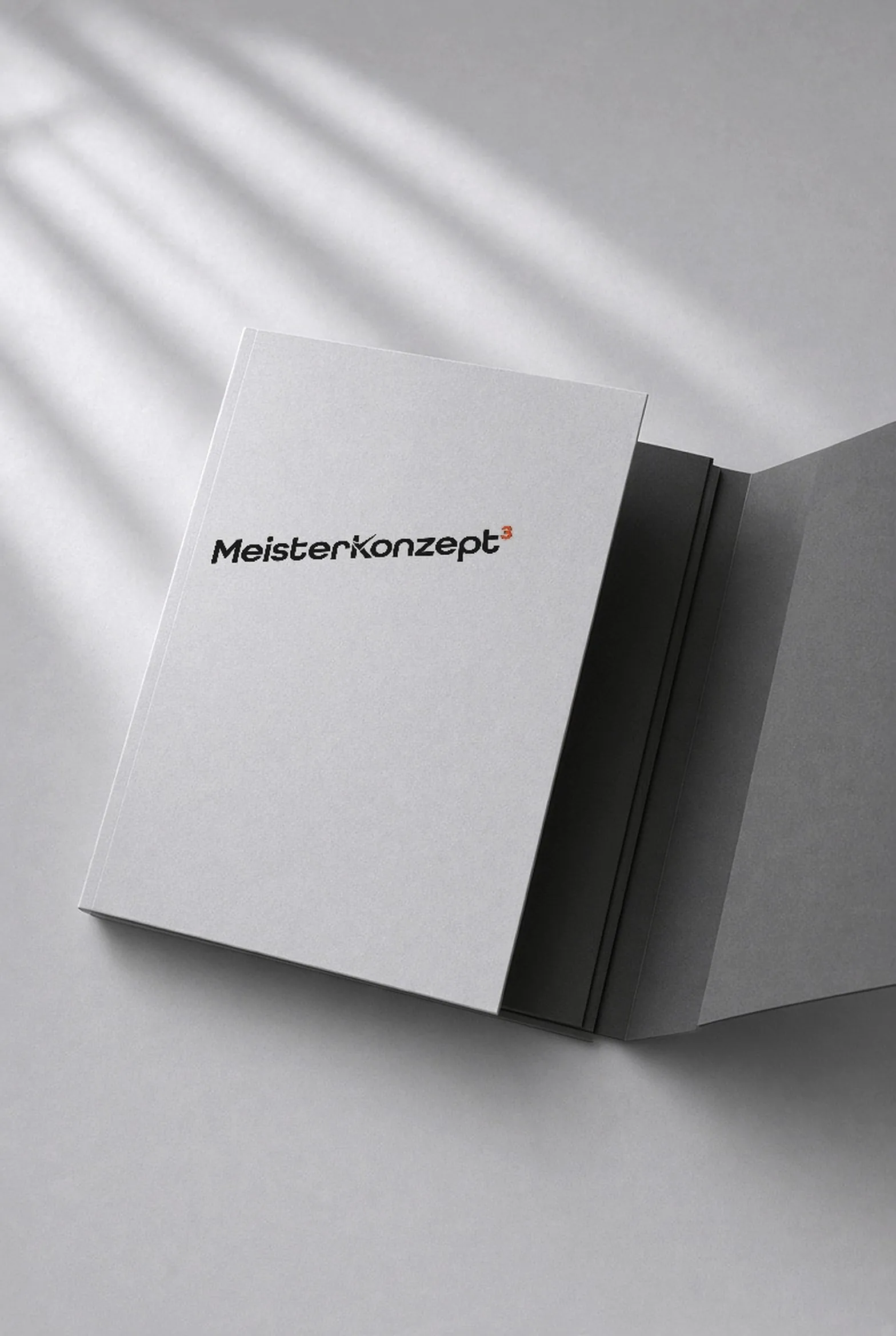 Die gebundene Analyse von MeisterKonzept, geschlossen, im Fensterlicht